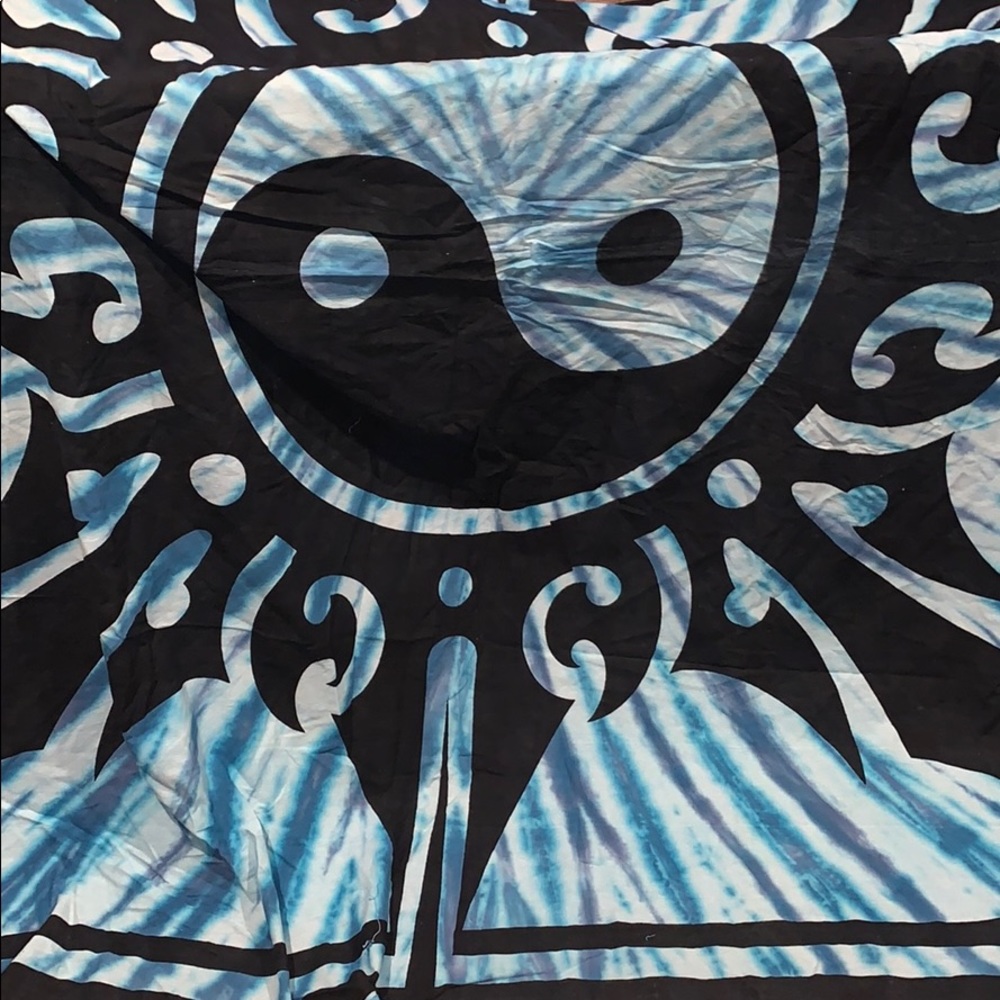 Blue and black tapestry